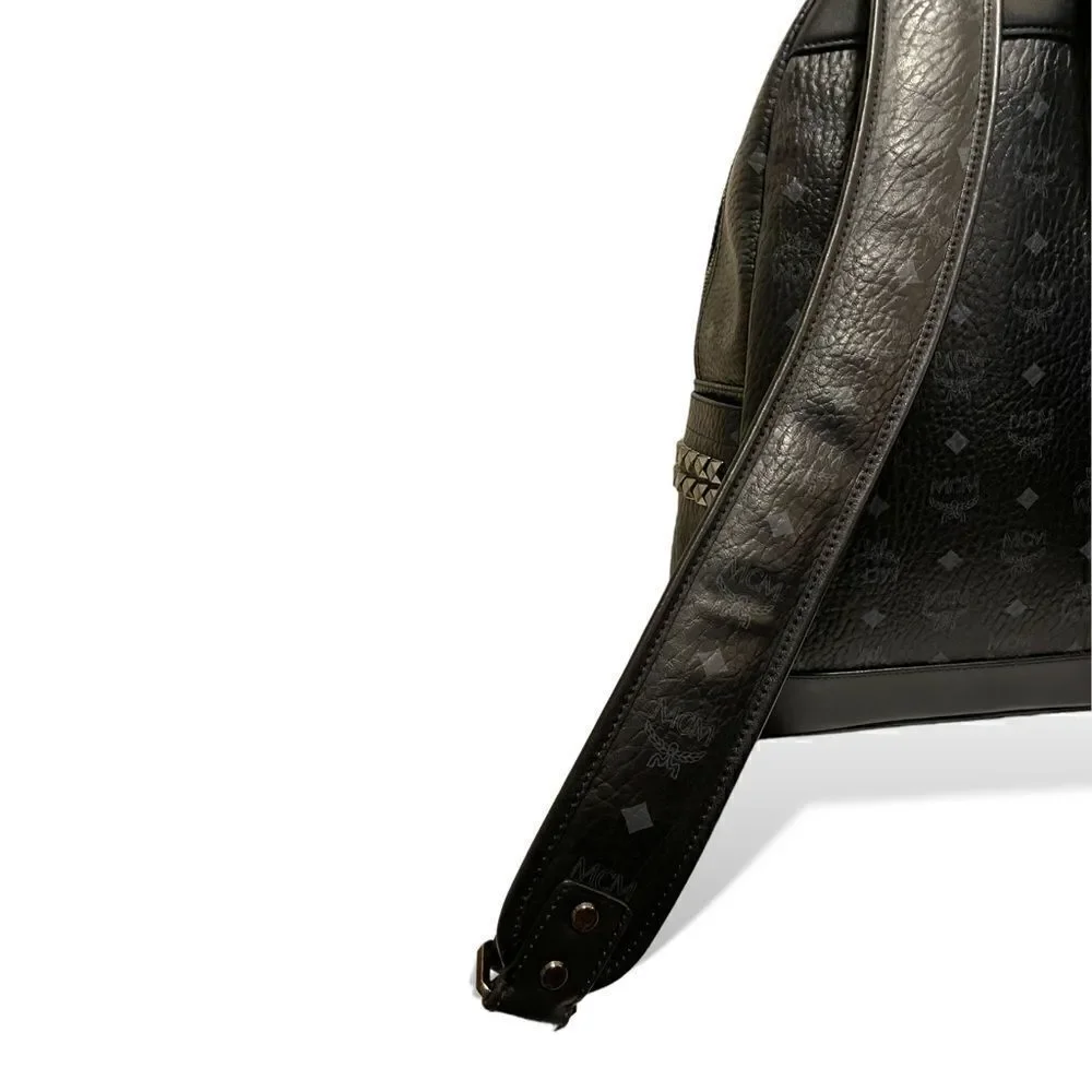 MCM Blk/Gry Monogram Stark Side Studs Backpack in Visetos |Size: 42.5cm|